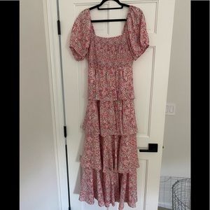 PinkBlush Ruffle Tiered Floral Maxi Dress (Bump Friendly) Size M
